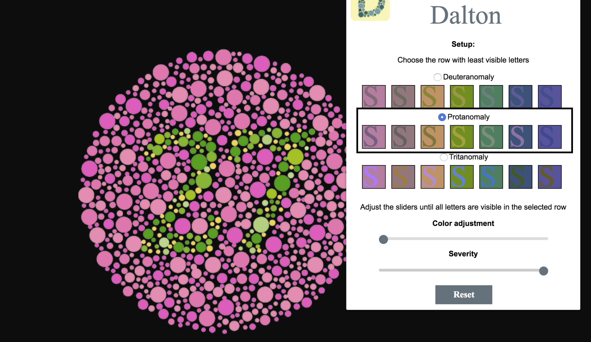 Dalton colorblindness test