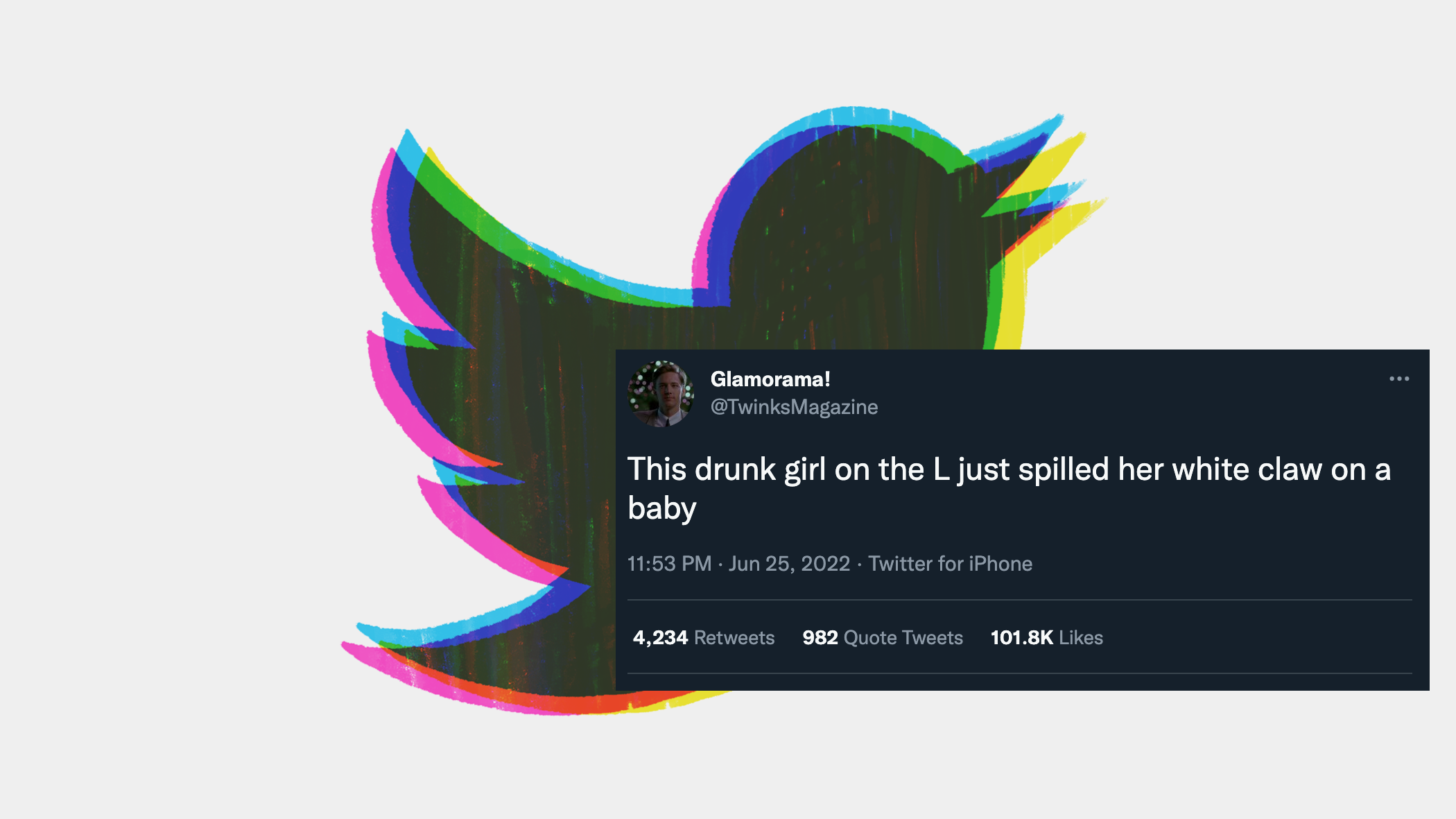 illustration of twitter bird and screenshot of tweet