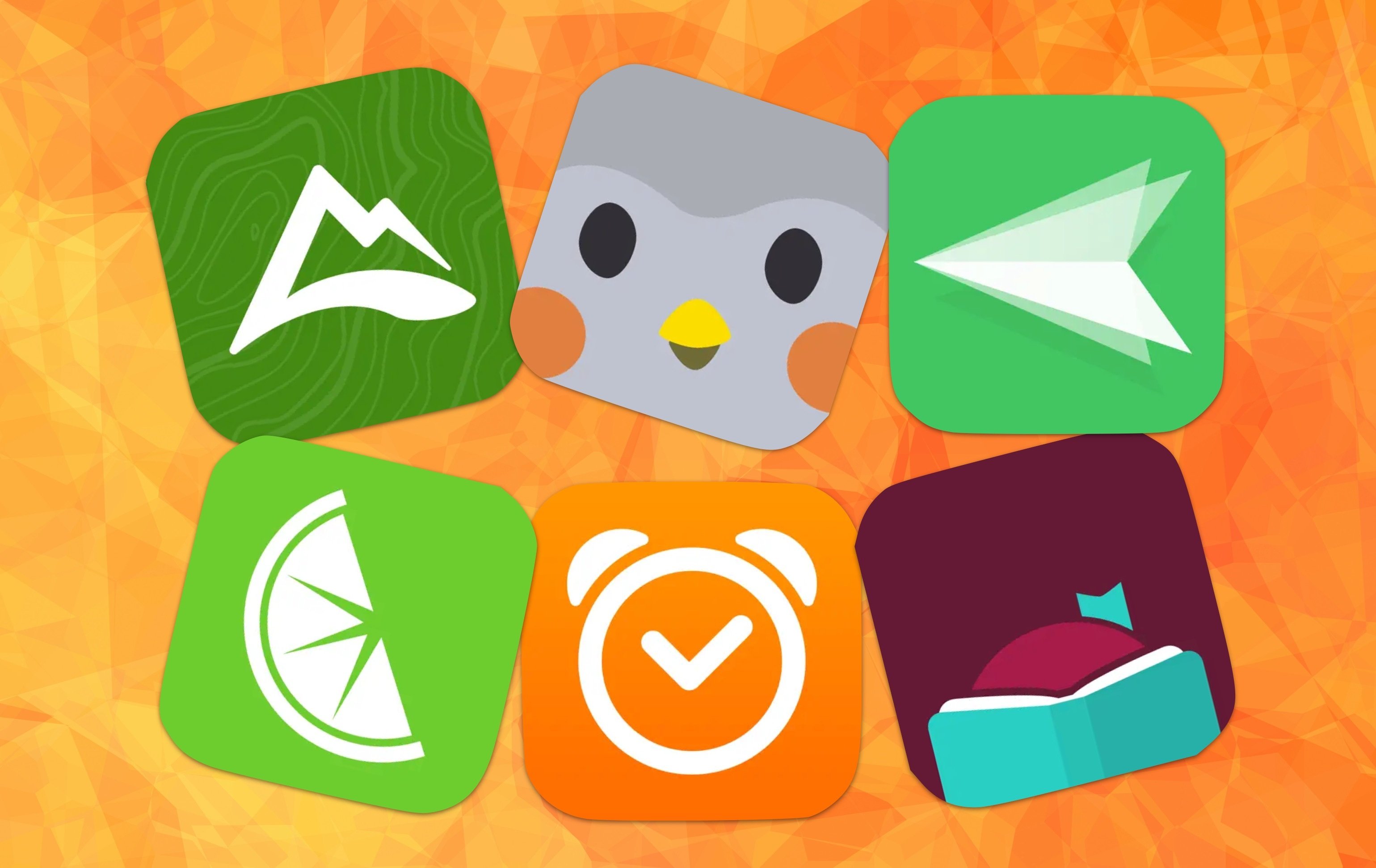 app icons on orange background