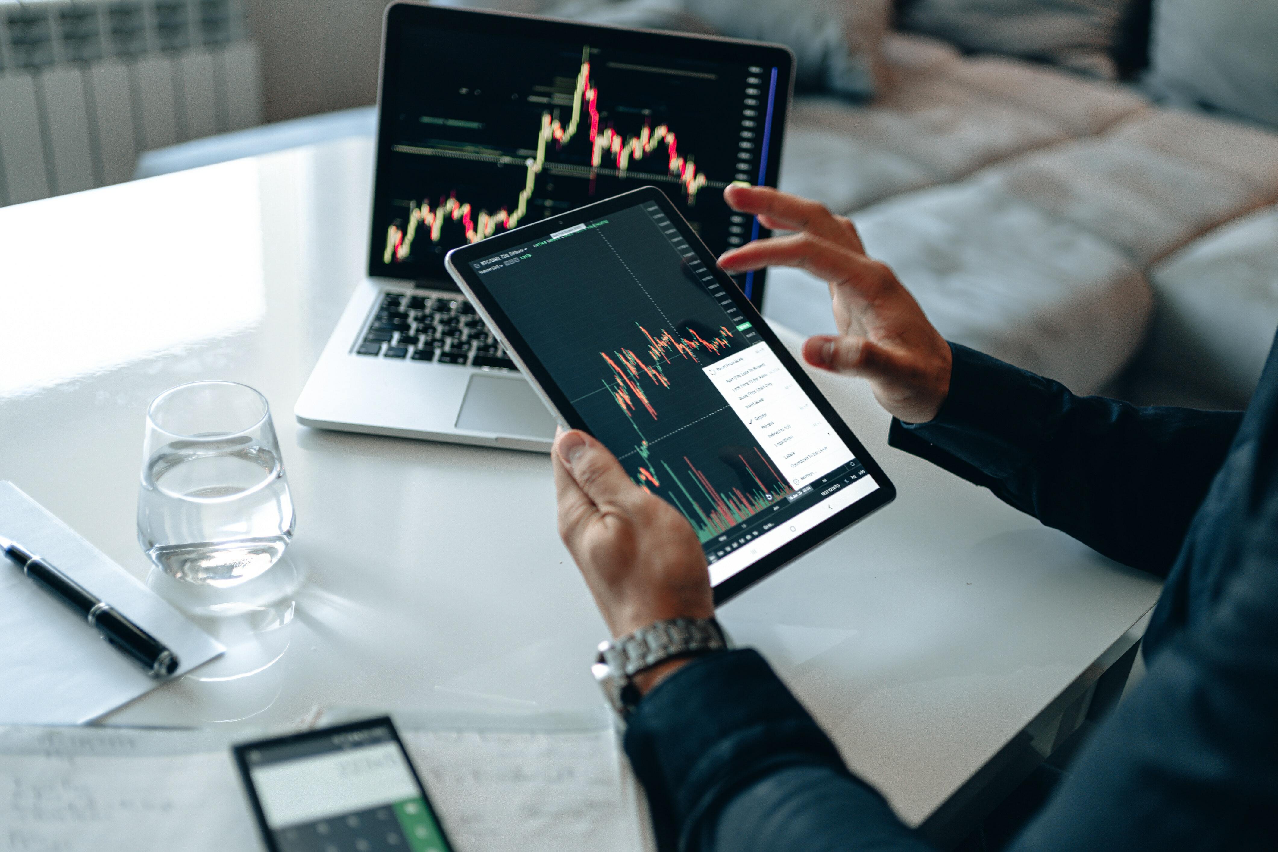Stock market on tablet