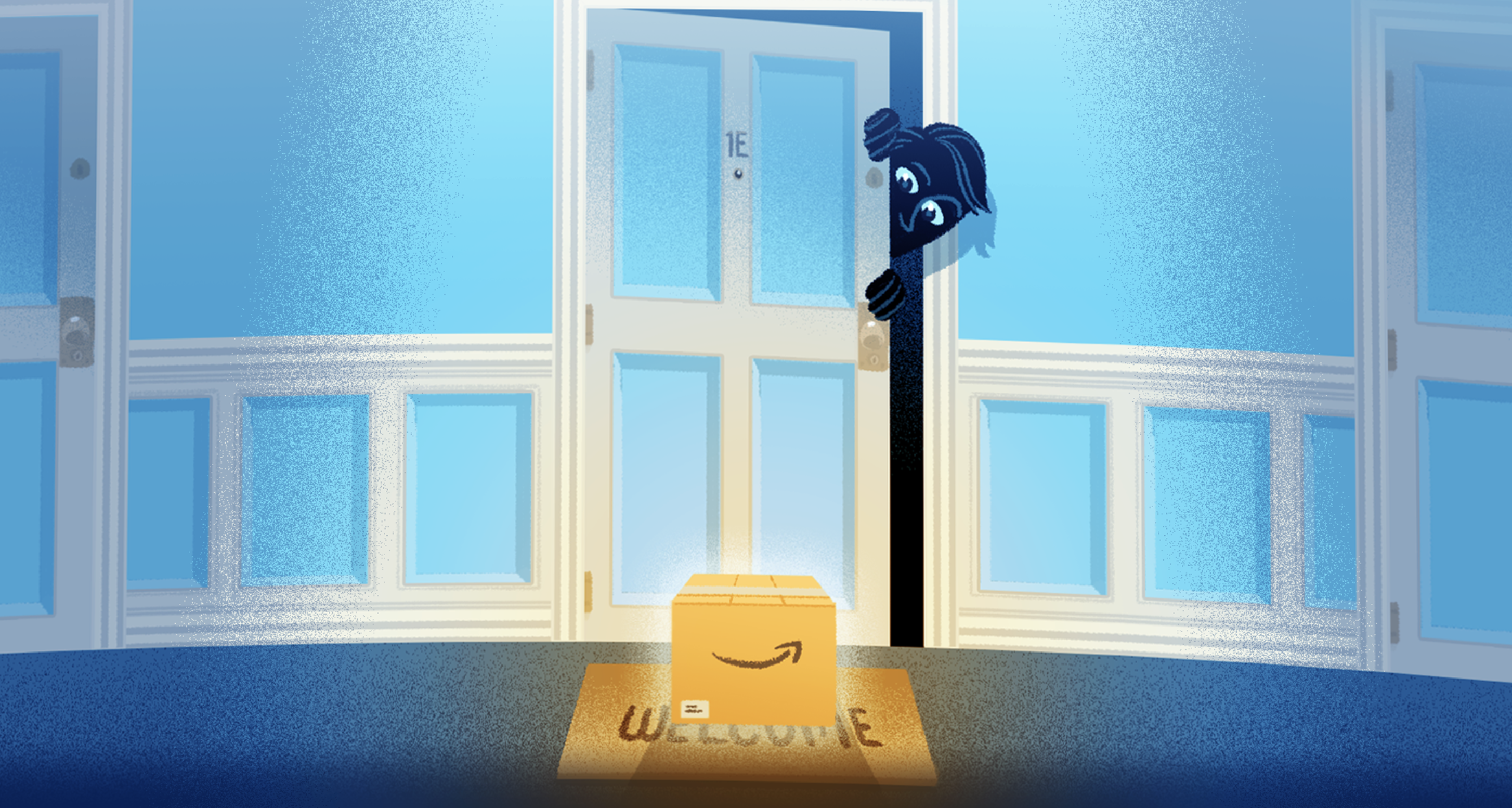 Person looking at Amazon package on doorstep.