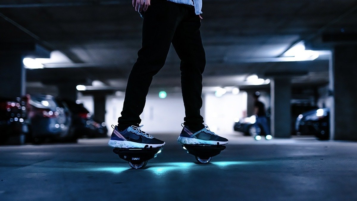 Person using Zuum Shoes Self-Balancing E-Skates.