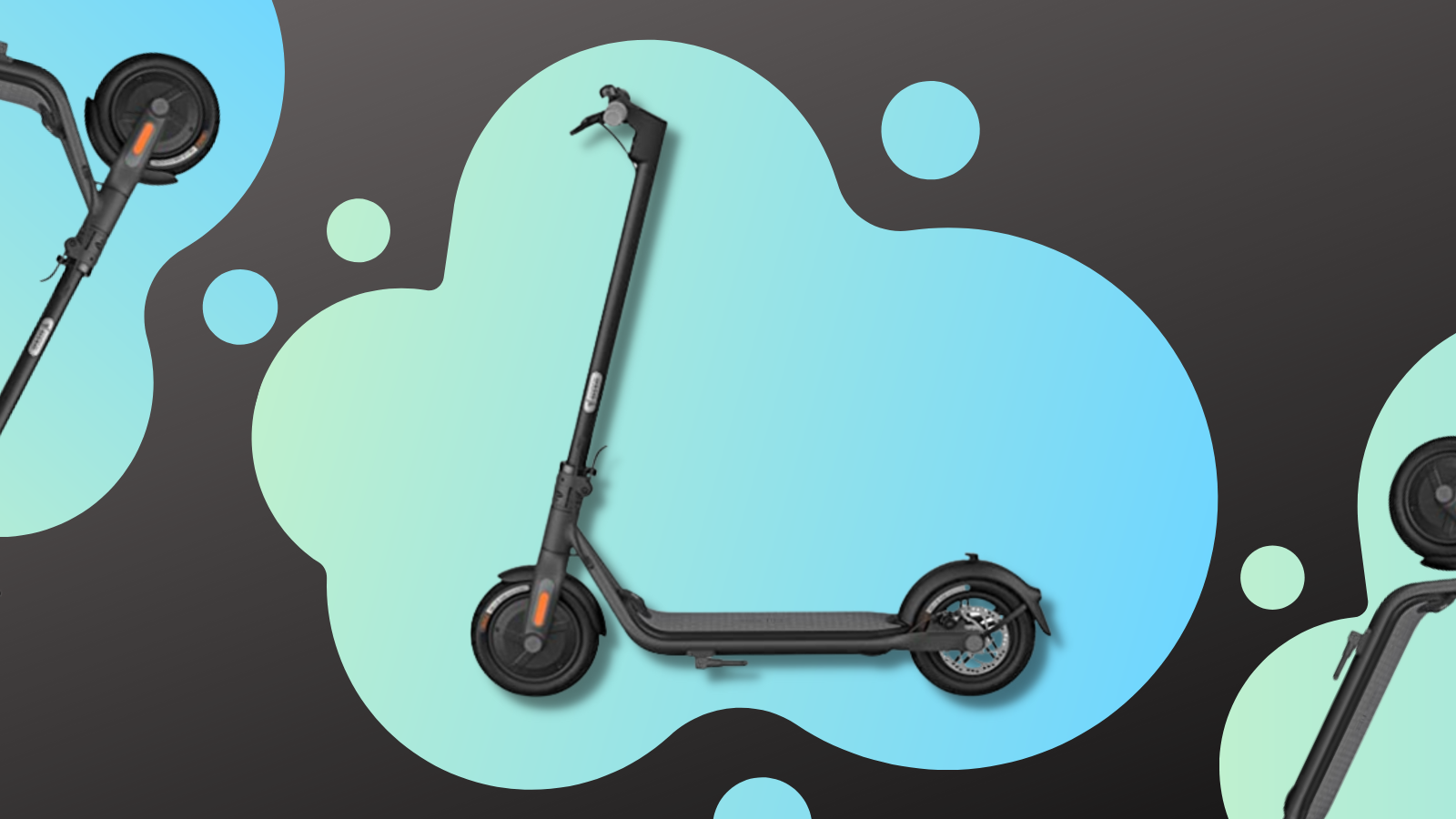 segway ninebot electric kick scooter in black with blue background
