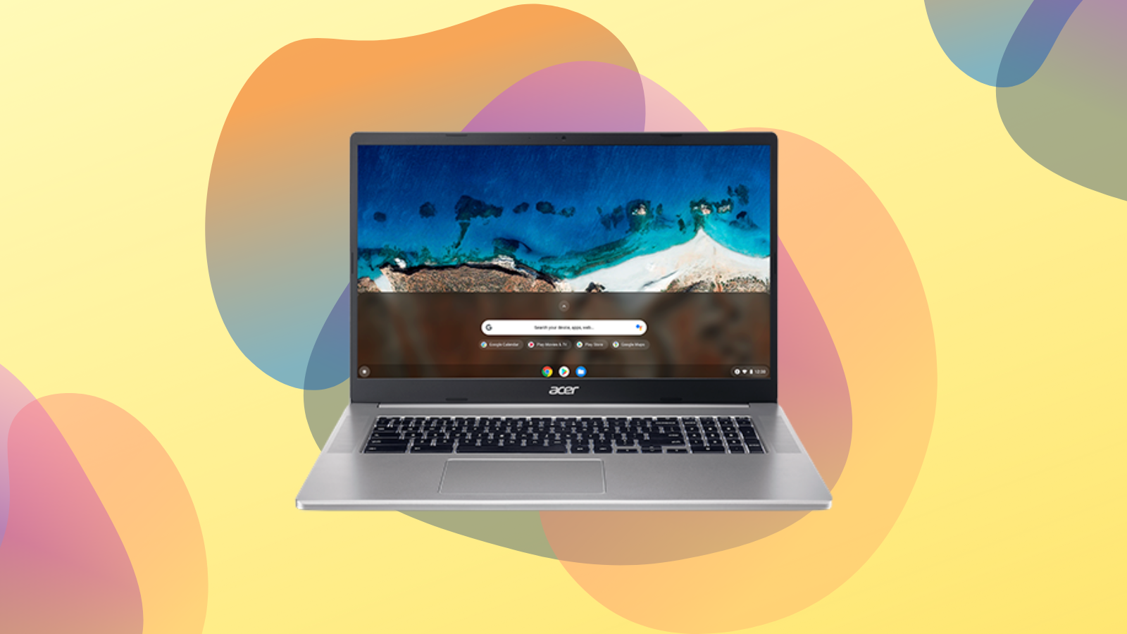 acer chromebook 317 with colorful background