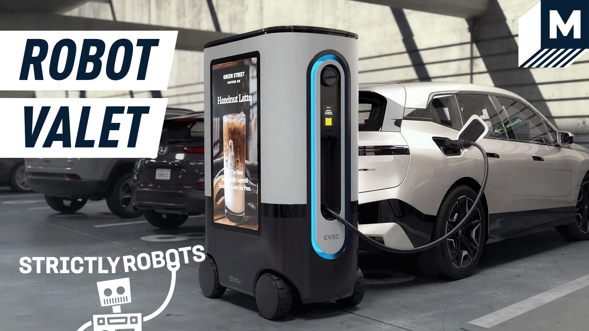 ZiGGY EV charging robot charging an electric vehicle in its parking space