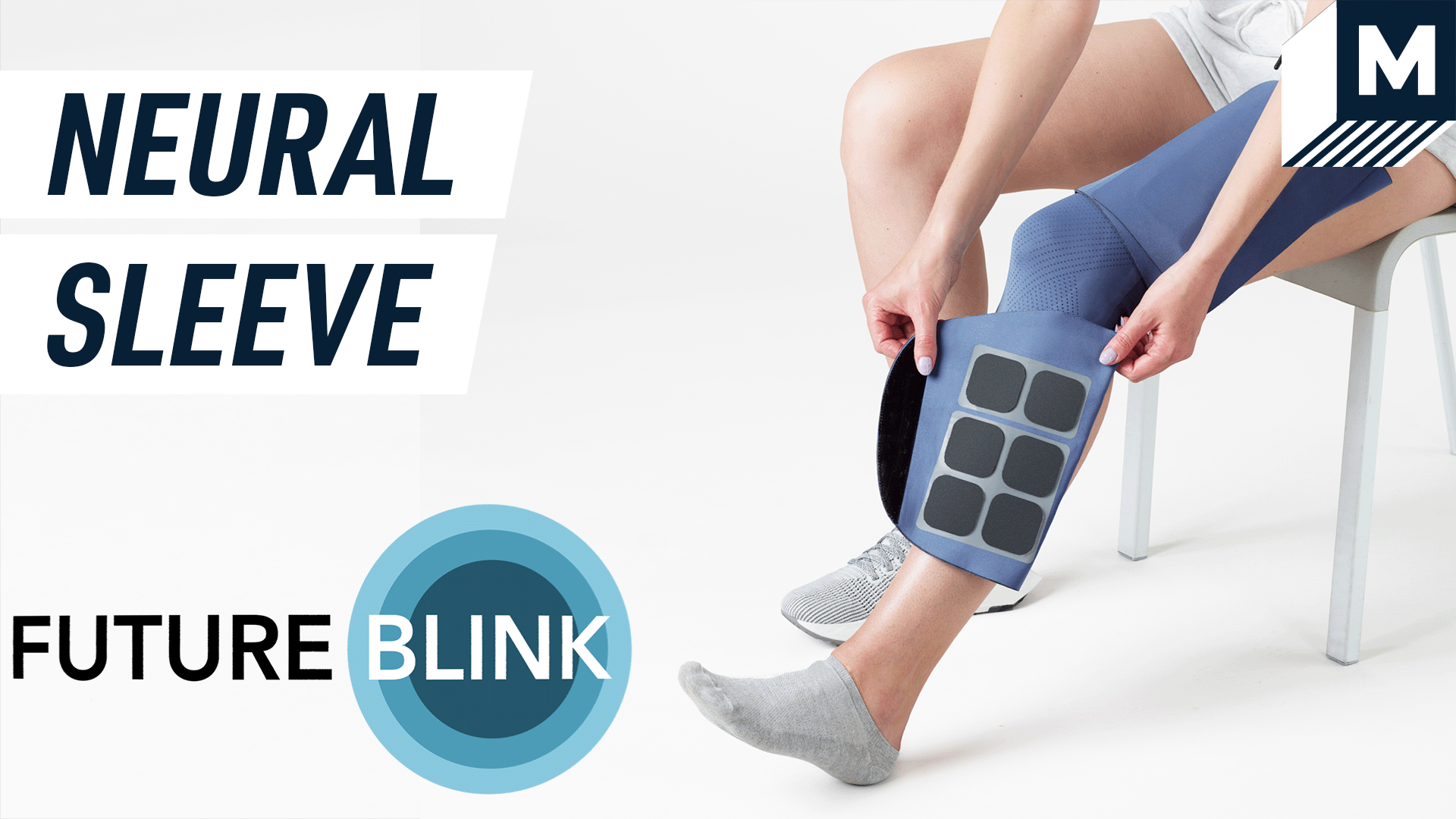 Neural Sleeve text  in front of a leg showing off a neural sleeve leg sleeve