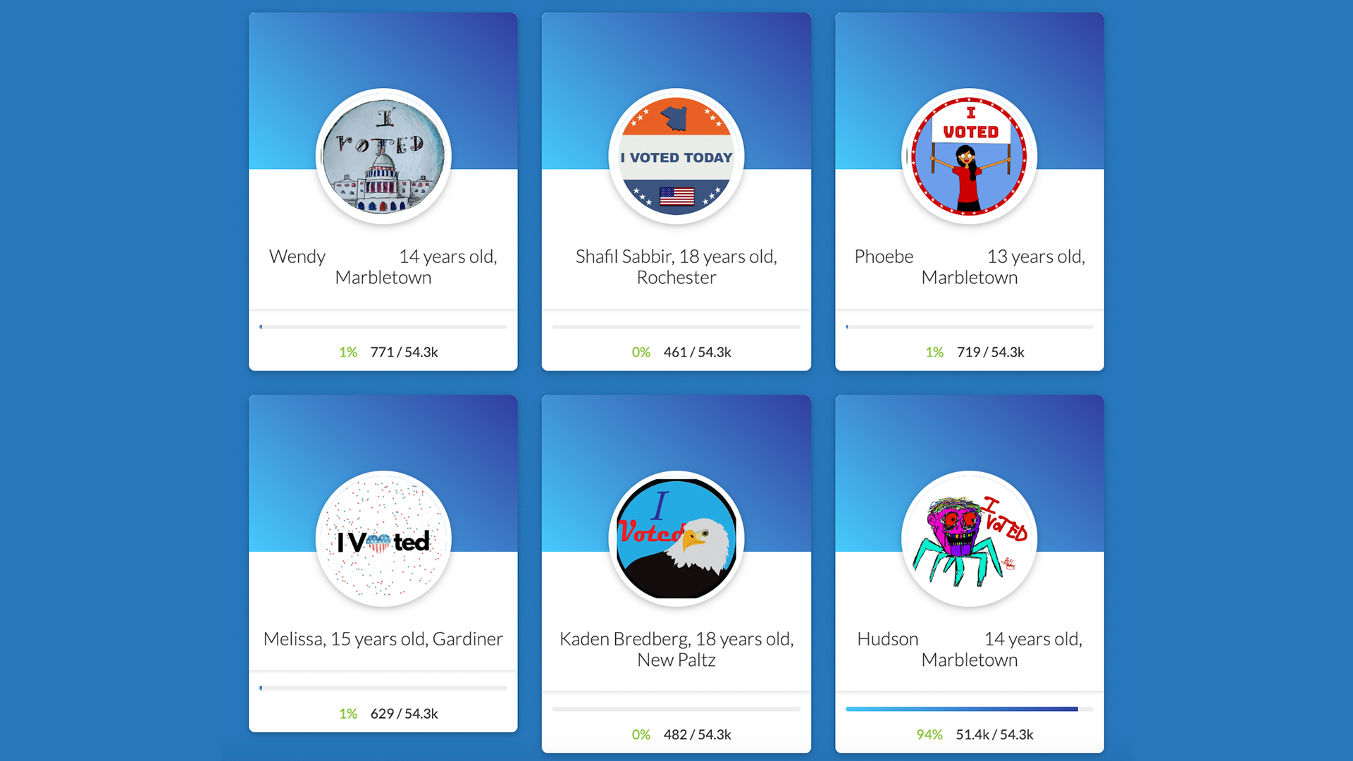 Screenshot of all sticker finalists.