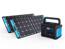 Black and blue solar panels and power generator