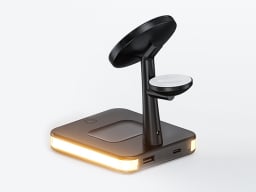 6-in-1 Magstand Mini Magnetic Charge Station + Bedside Lamp on a white background.