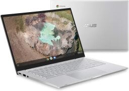 Asus Chromebook C425 laptop with landscape on its 14-inch display. 