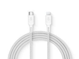 White VIBRANCE™ Connect USB-C to Lightning Cable on a white background.