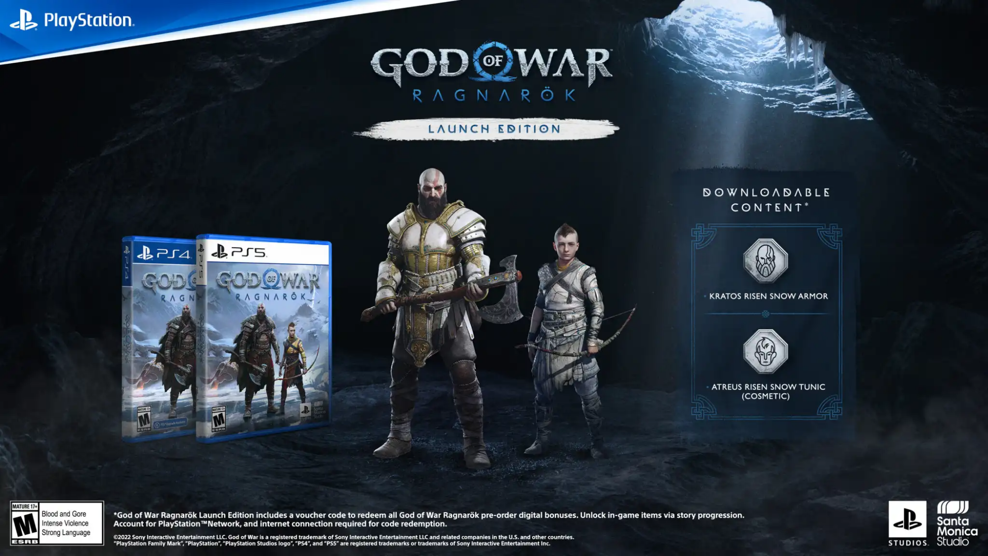 a preview of the bonus cosmetics included with "god of war ragnarok" launch edition