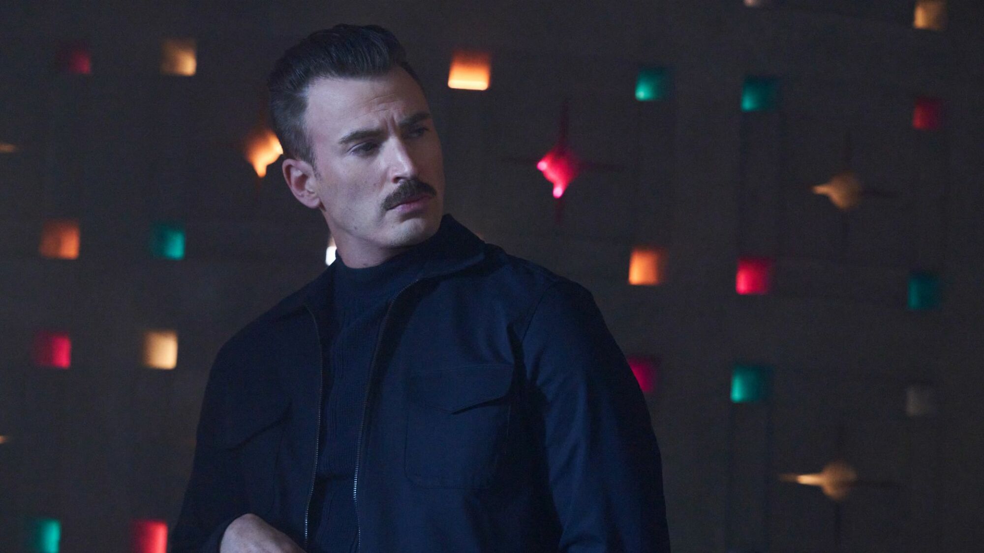 Chris Evans and his hot mustache in "The Gray Man." 