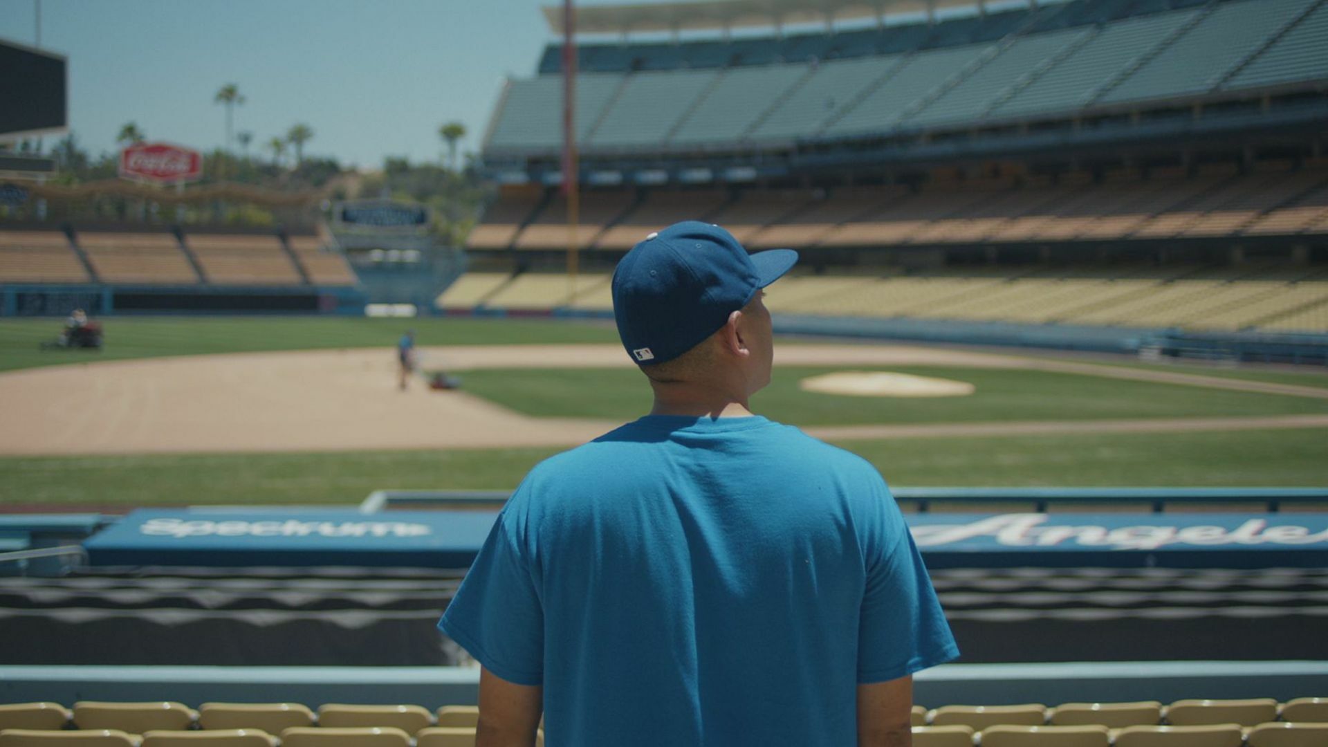 Juan Catalan looks onto a baseball field.