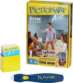 pictionary air box, cards, and pen