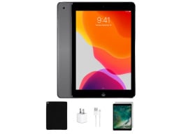 Apple iPad Air 16GB - Space Gray (Grade B Refurbished: Wi-Fi Only) Bundle on a white background.