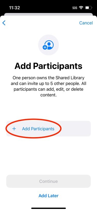 iPhone screenshot of adding participants to shared library