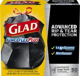 Glad ForceFlexPlus Drawstring Large Trash Bags (30 gallon, 50-count)