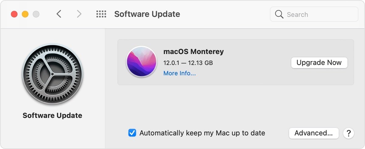 Screenshot of Mac indicating there is a new macOS update available