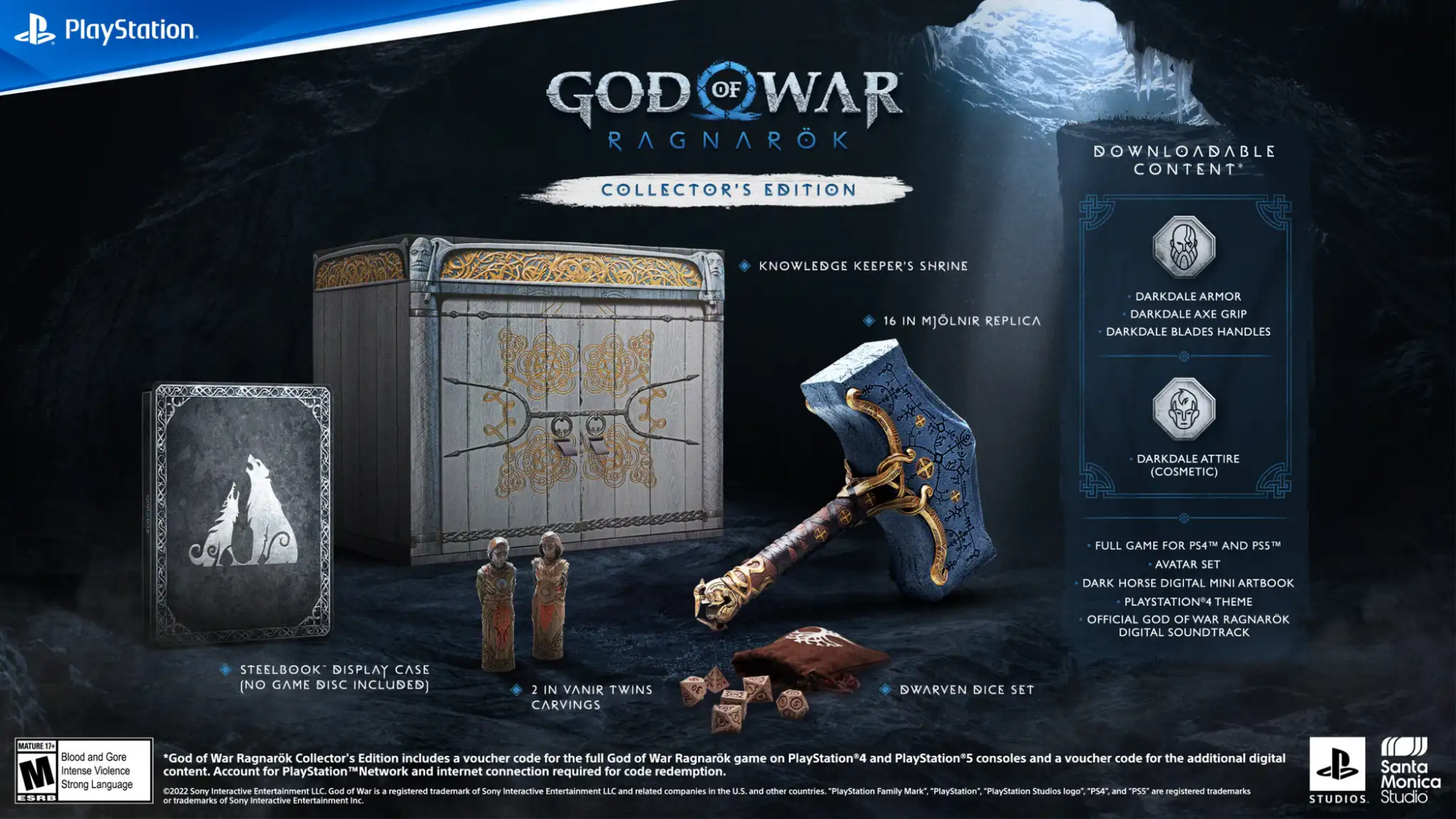 a preview of the bonuses included with "god of war ragnarok" collector's edition