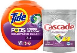 Tide PODS Laundry Detergent Pacs and Cascade Dishwasher Pods Bundle