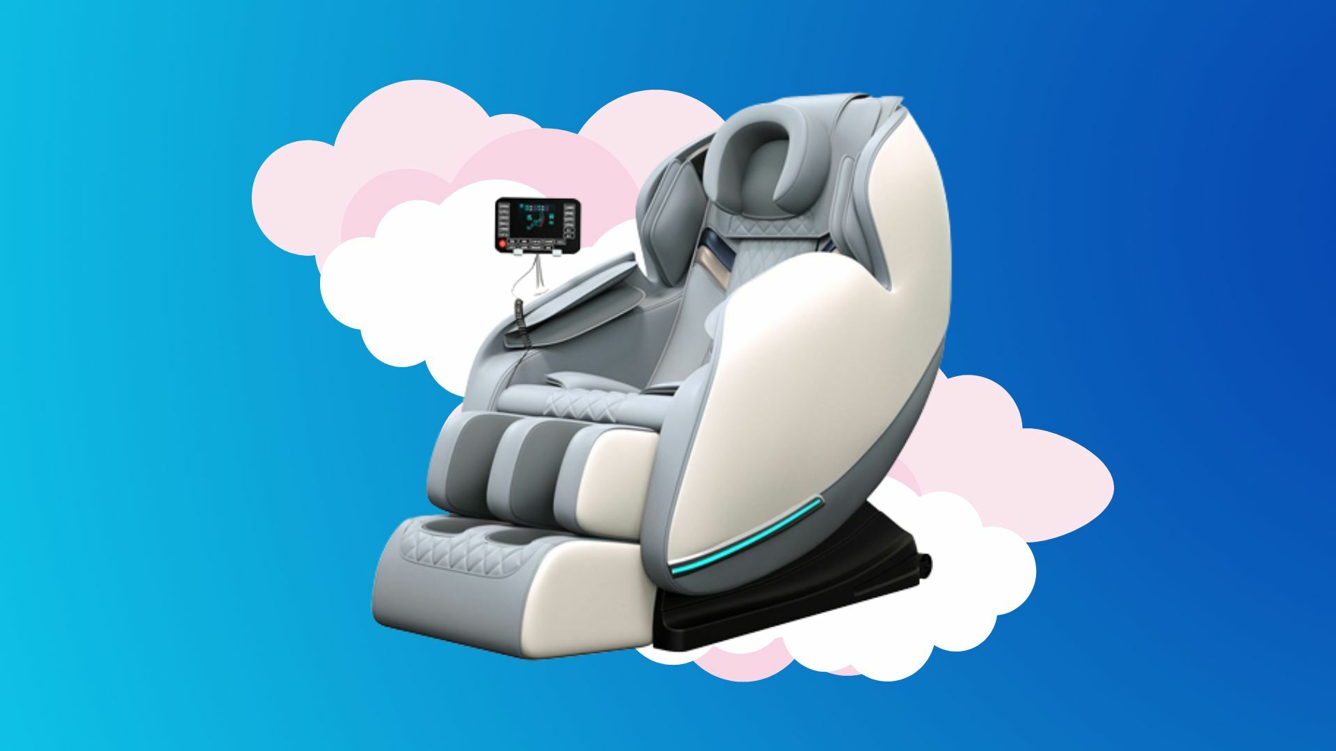 Full Body 4D Zero Gravity Home Massage Chair on a colorful background.