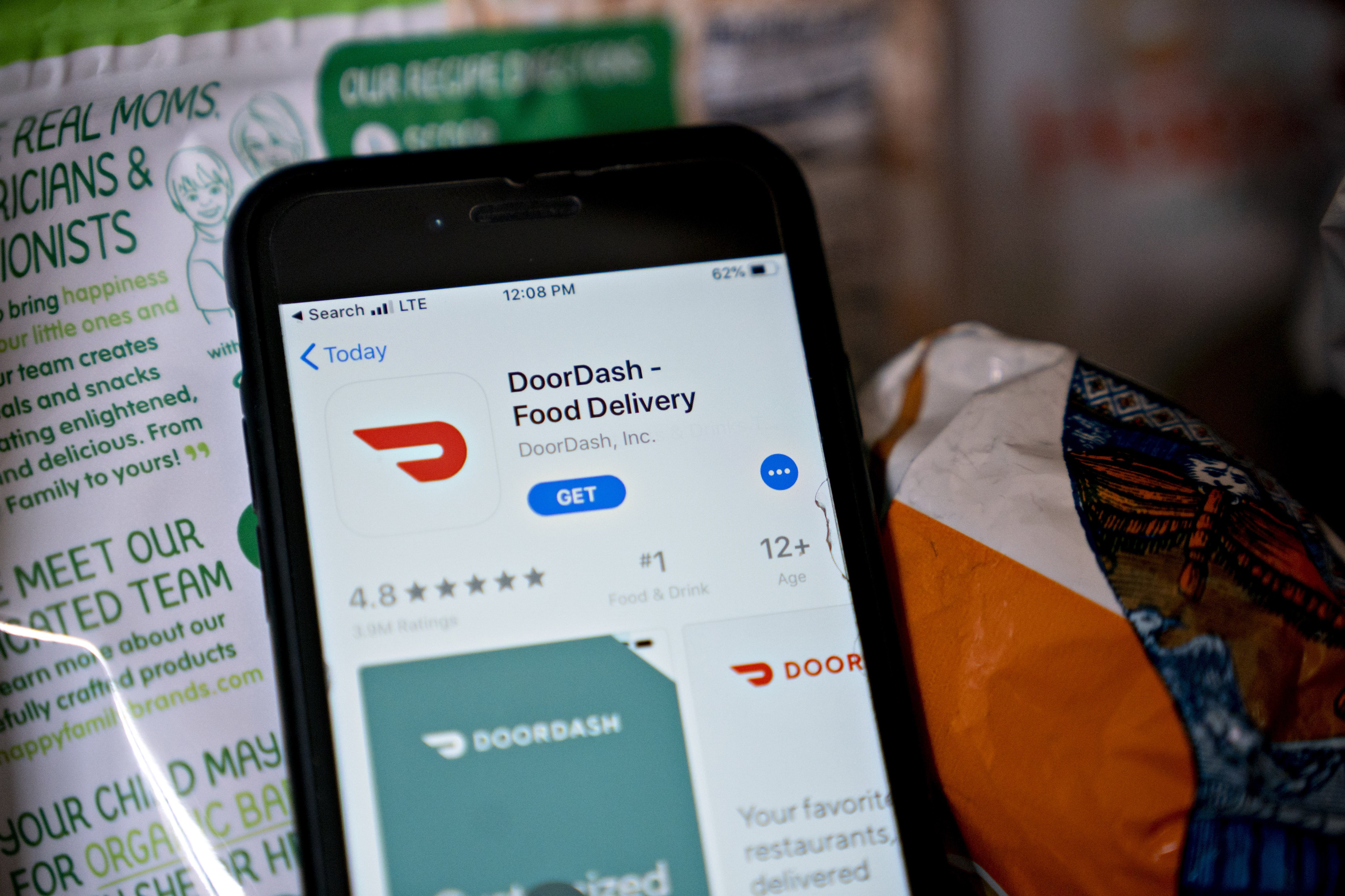  Doordash Inc. application is displayed in the App Store on a smartphone