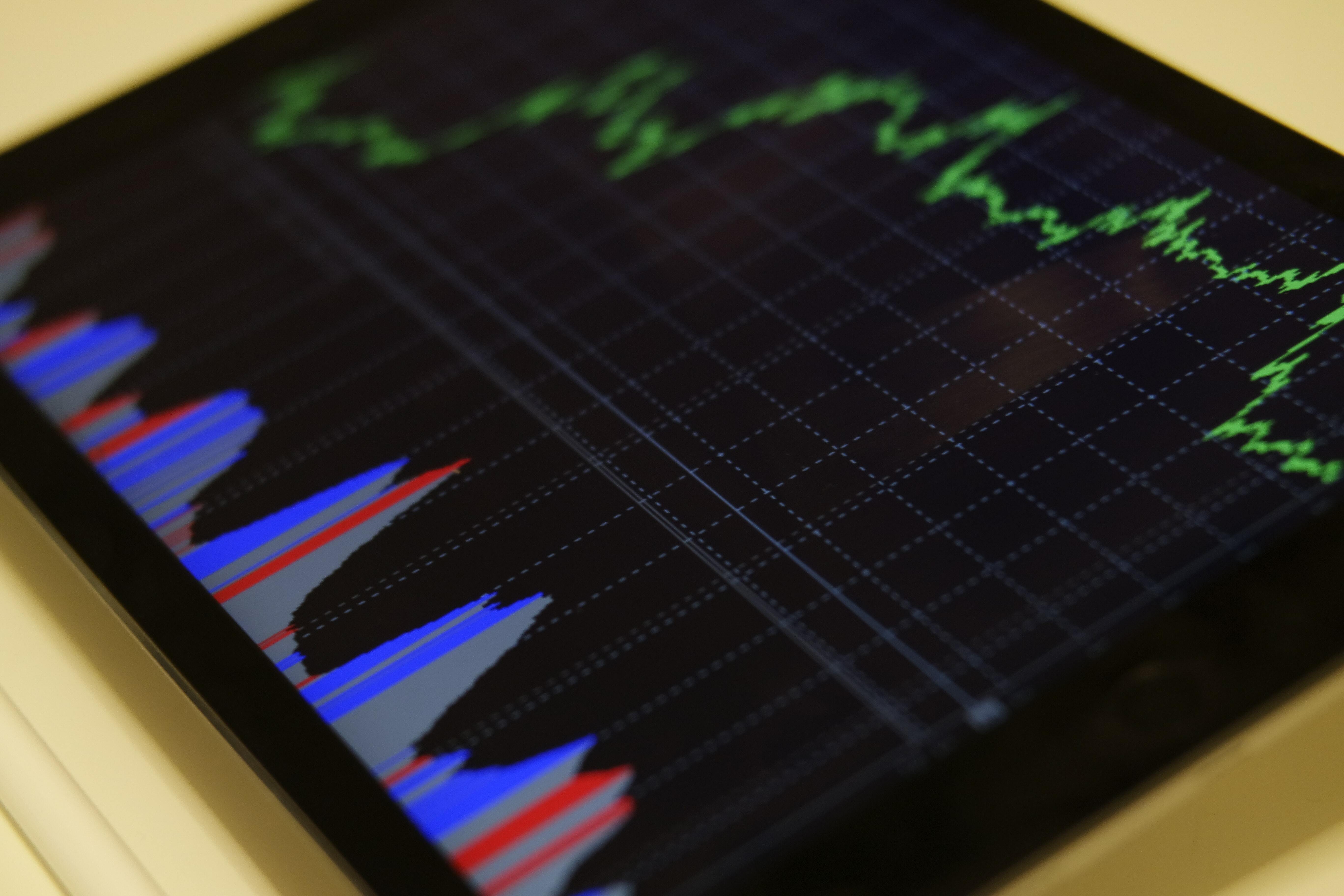 Stock market tracker on tablet