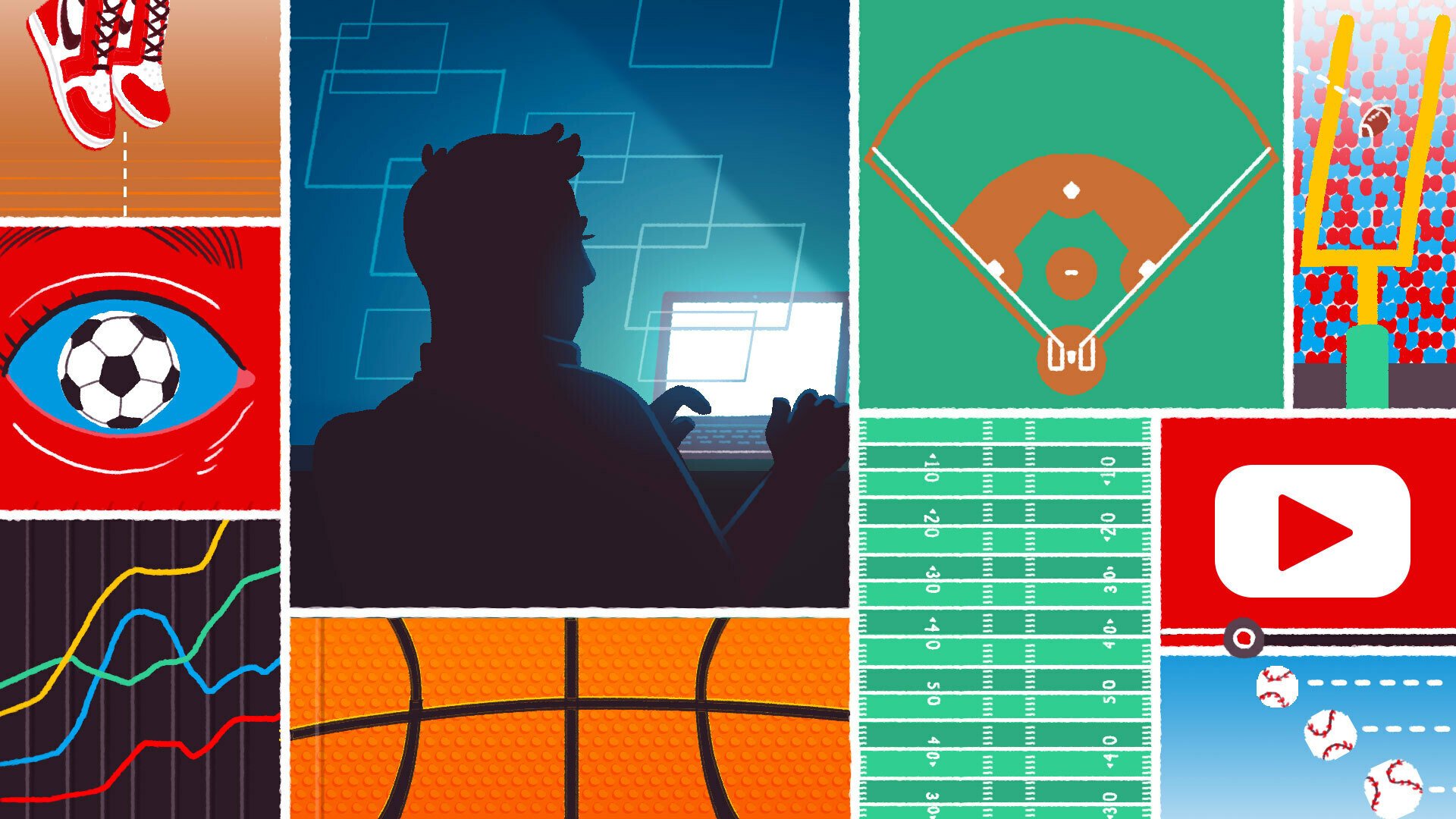Man learning about all kinds of sports on YouTube