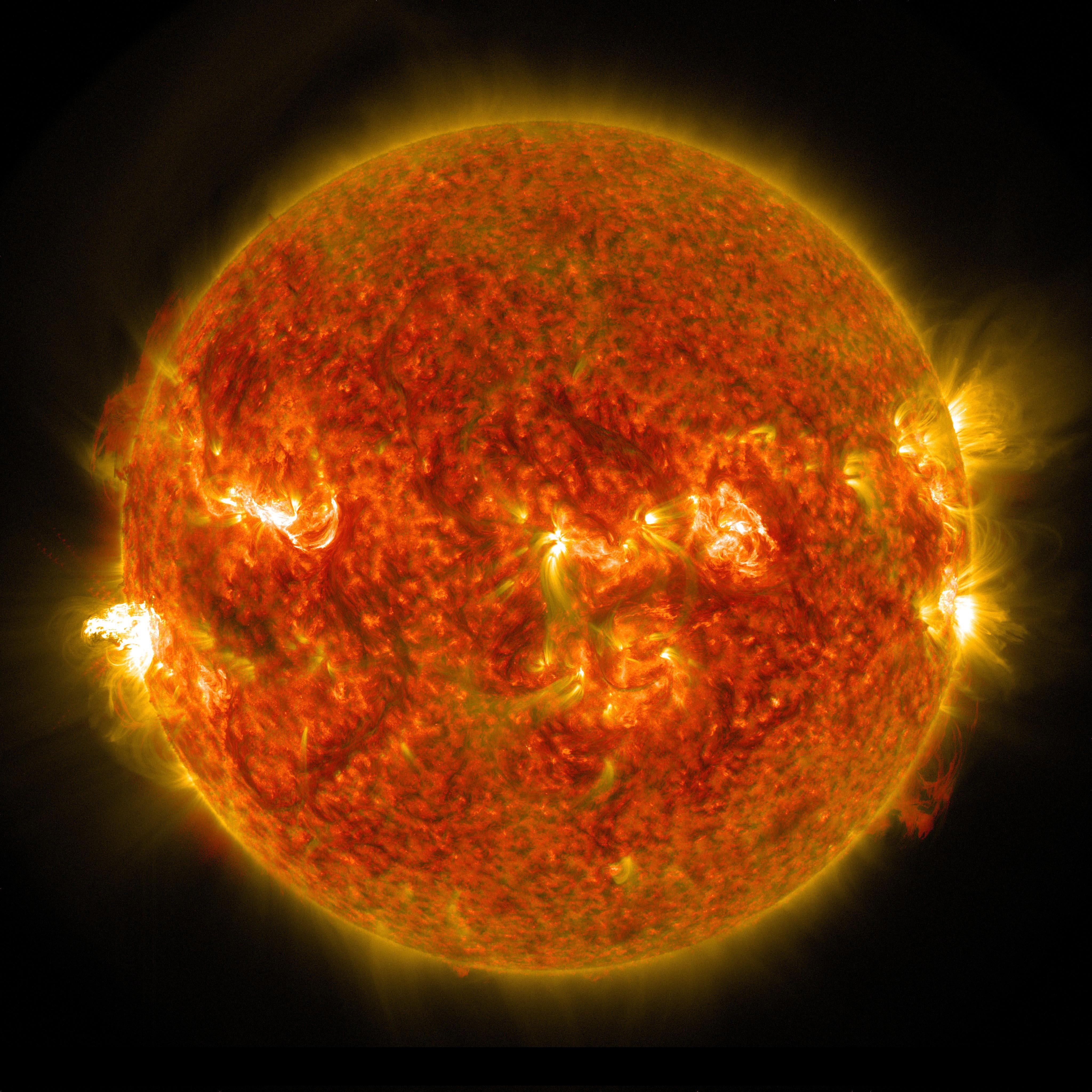 The sun amid the blackness of space