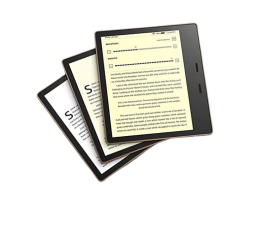 kindle oasis devices with varying shades of warm light