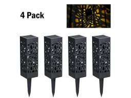 4-Pack of LED Outdoor Waterproof Hollow Solar Garden Lights on a white background.