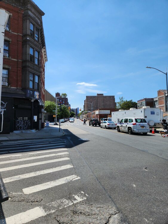 Photo of a Brooklyn intersection taken at street level