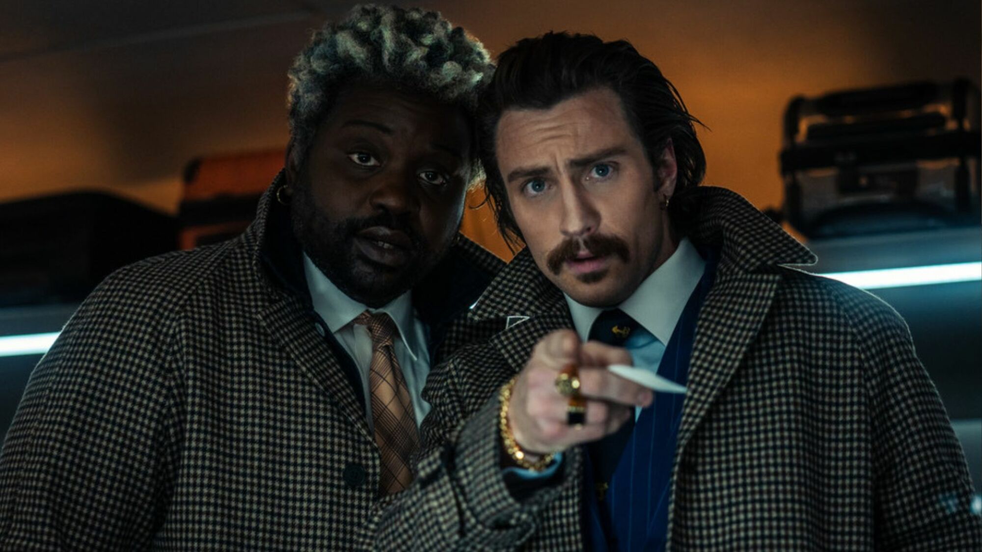 Bryan Tyree Henry and Aaron Taylor-Johnson star in "Bullet Train."