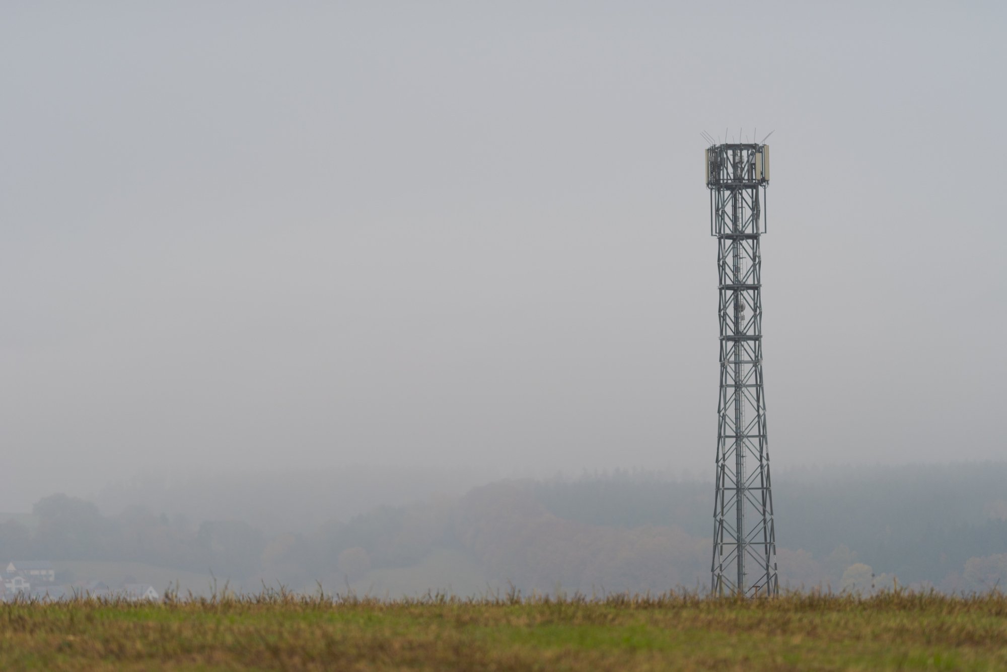 Image of mobile cell tower in a desolate field