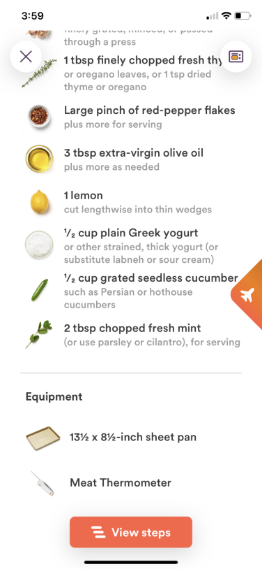 Recipe list for chicken thighs with garlicky cucumber yogurt
