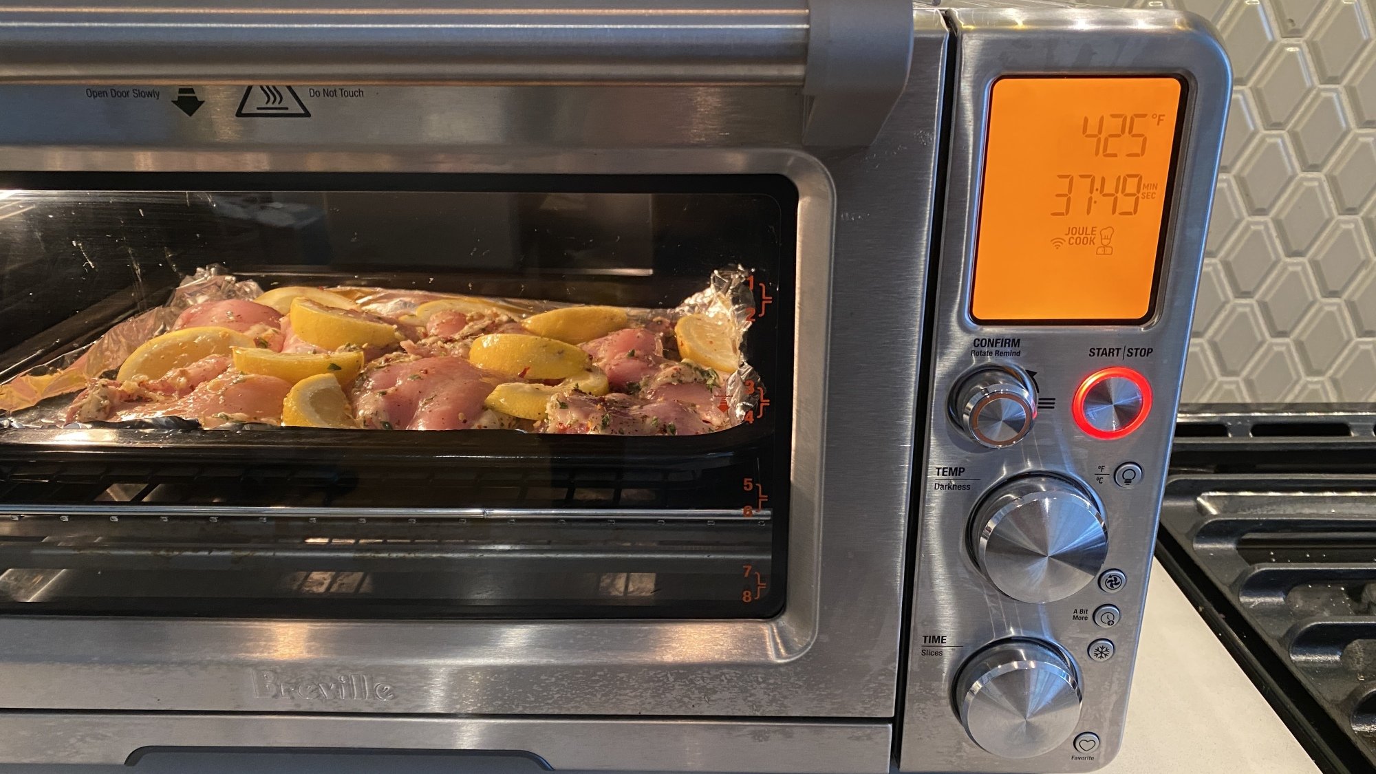 Chicken cooking in the joule oven pro