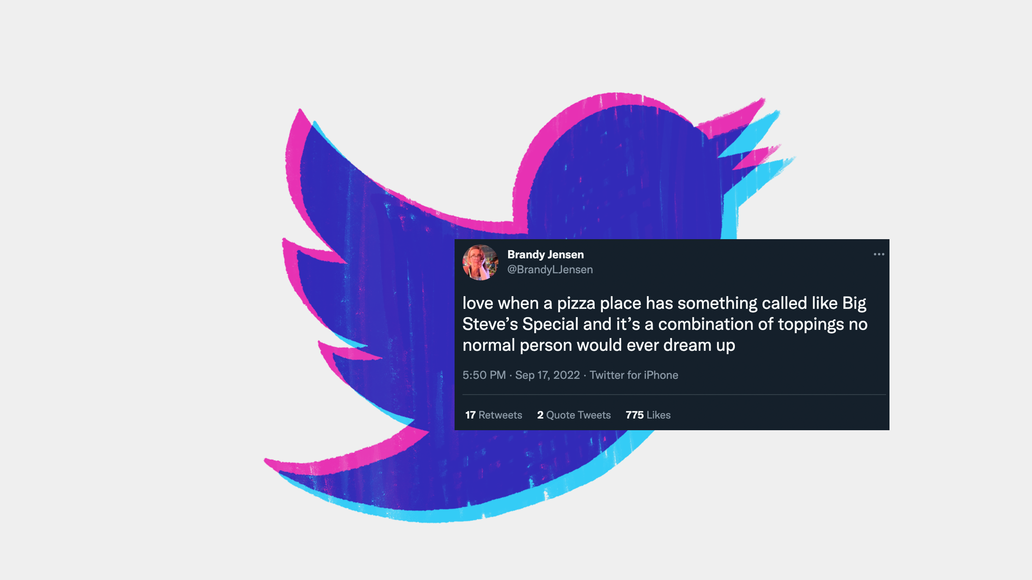 illustration of twitter bird and screenshot of tweet