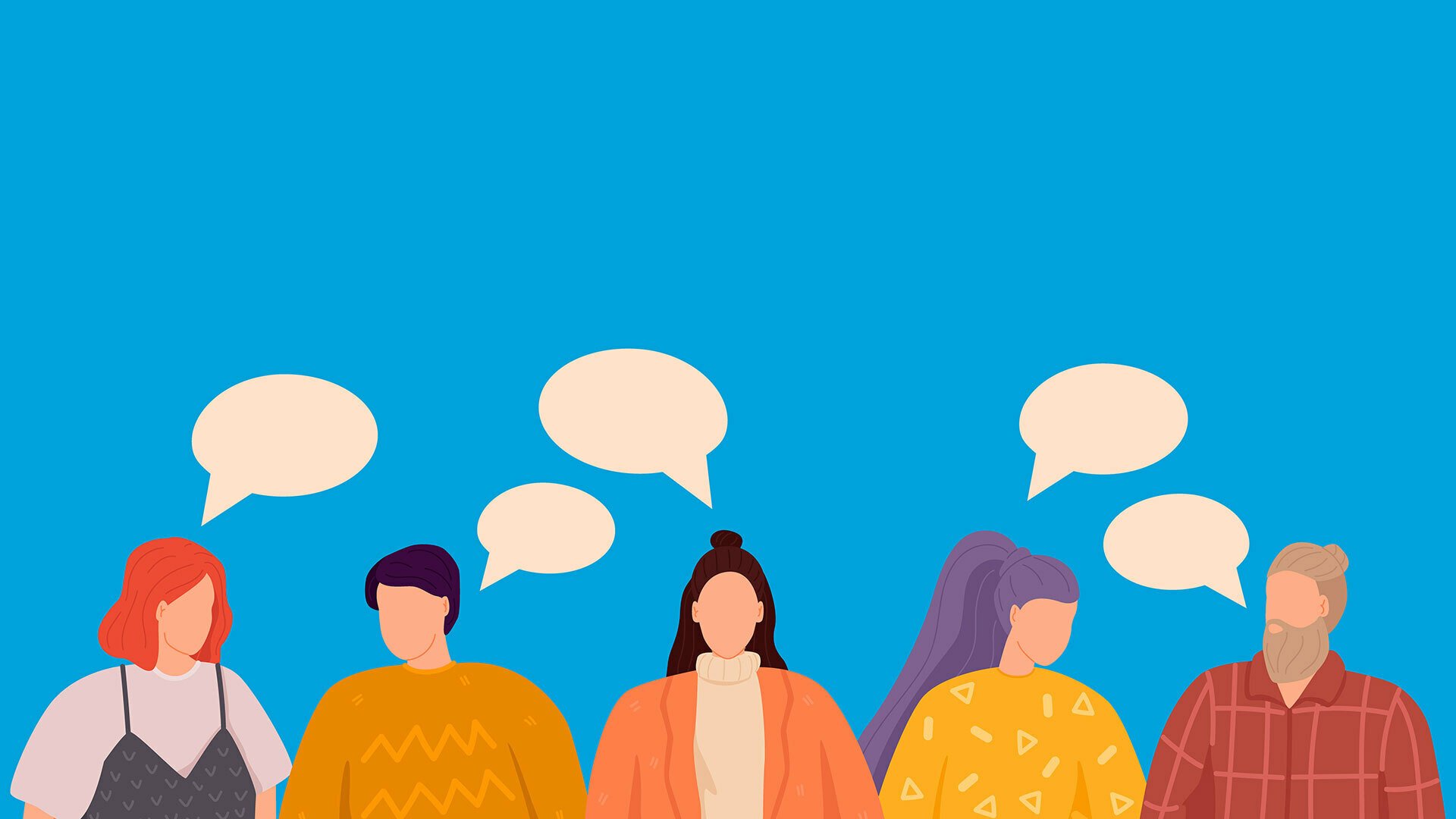 An illustration of people with talk