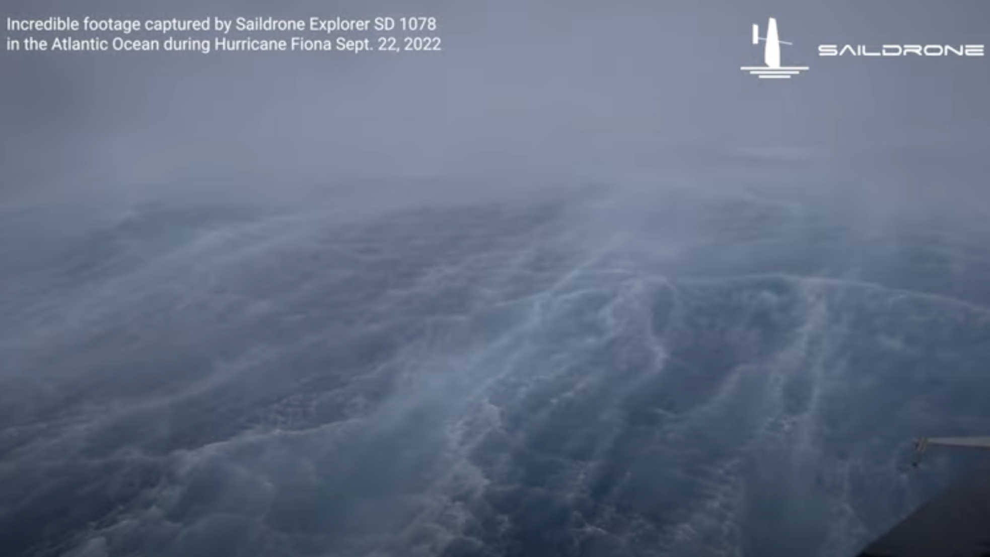 a drone's view from inside Hurricane Fiona