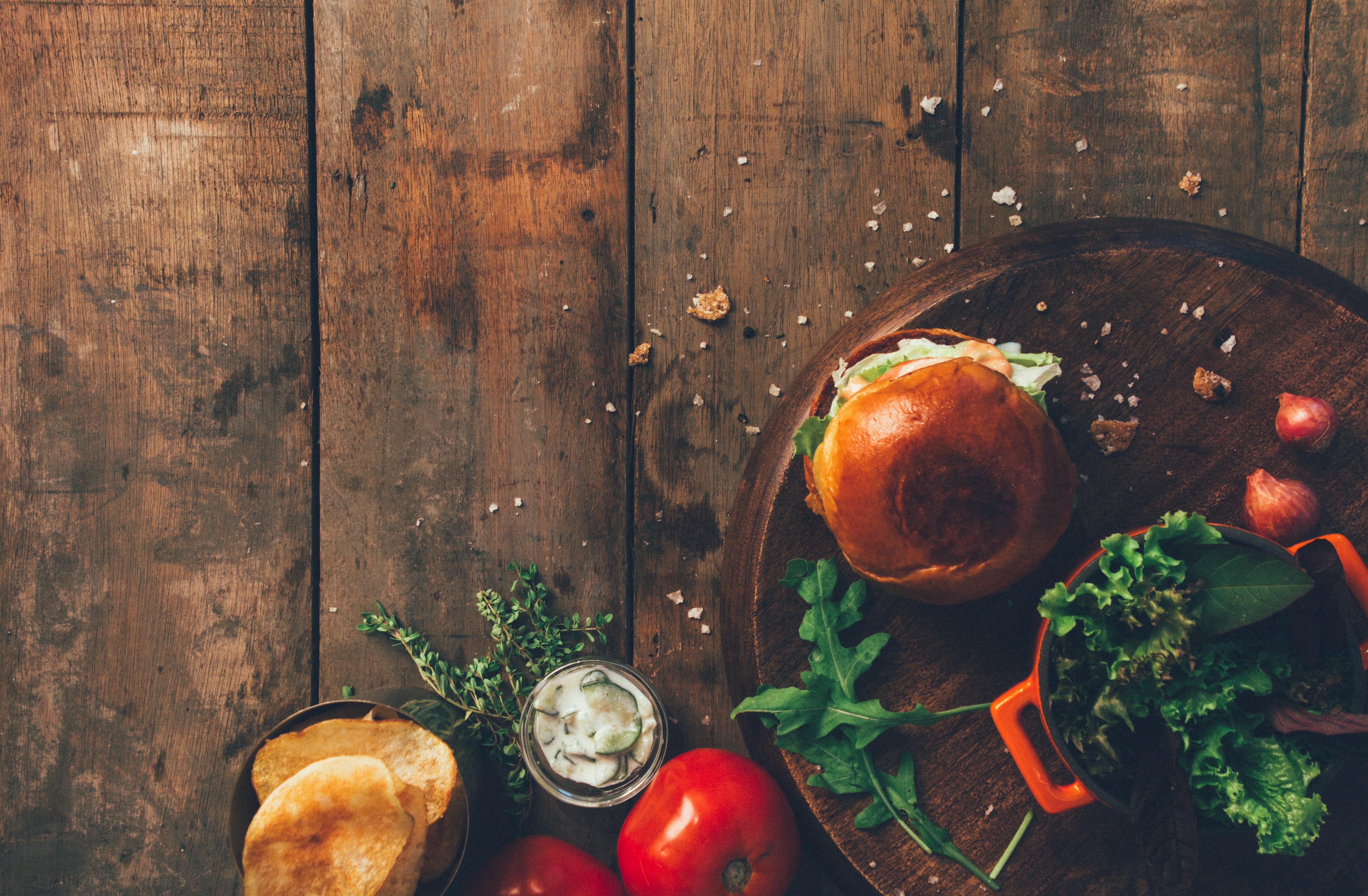Food on wooden table