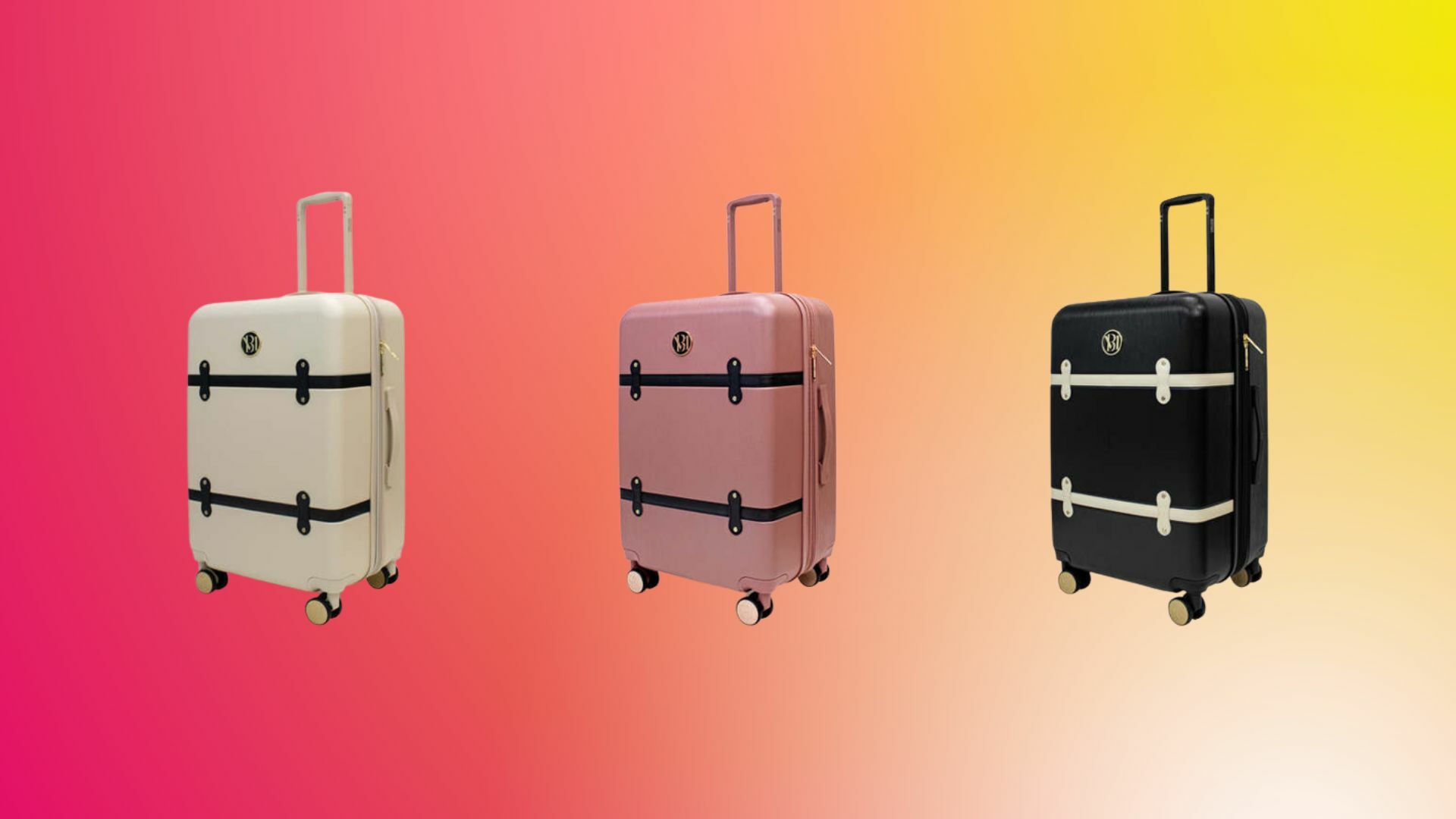 Grace Three Piece Luggage Set on a colorful background.