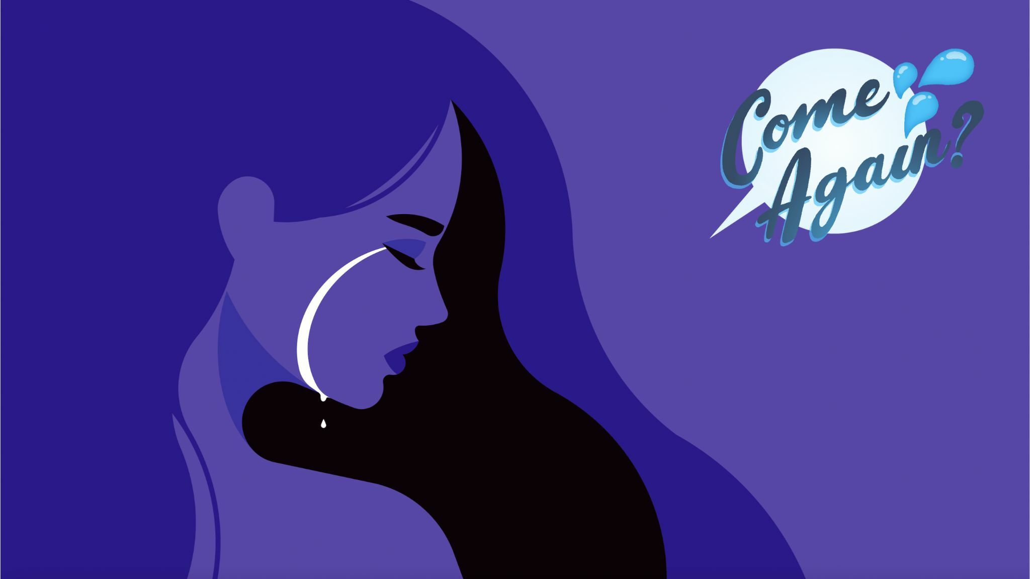 Illustration of woman crying on a dark blue background.