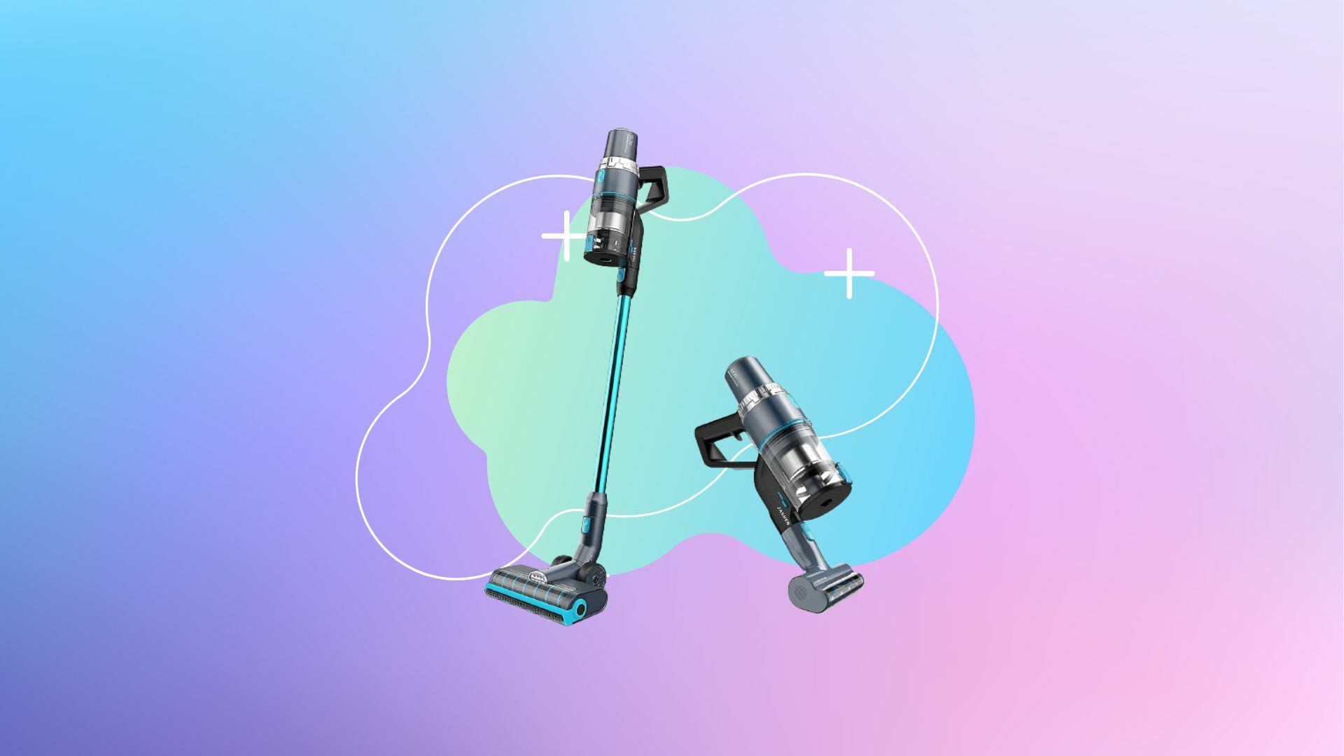 Jashen V18 350W Cordless Vacuum Cleaner on a colorful background.
