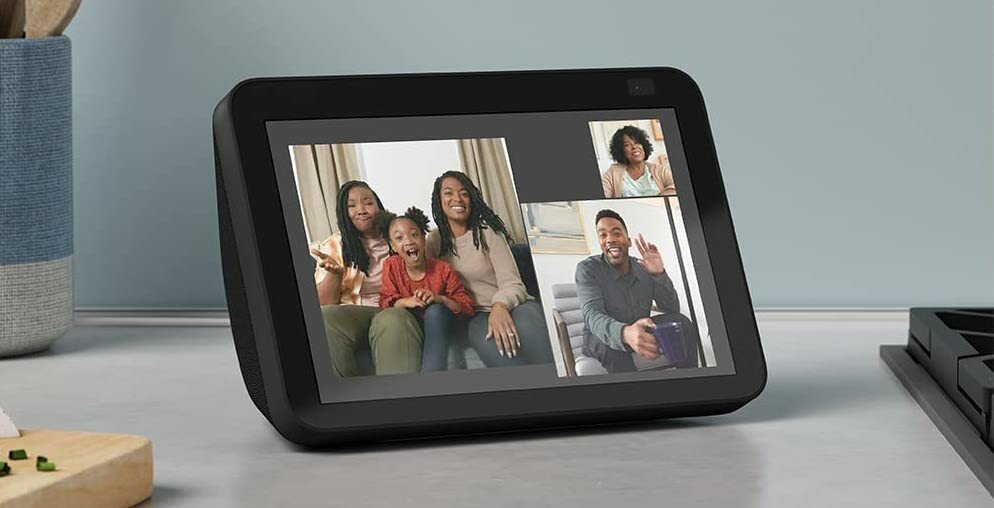 Echo Show 8 showing family photos