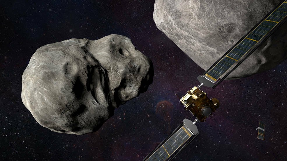 NASA's DART spacecraft approaching an asteroid