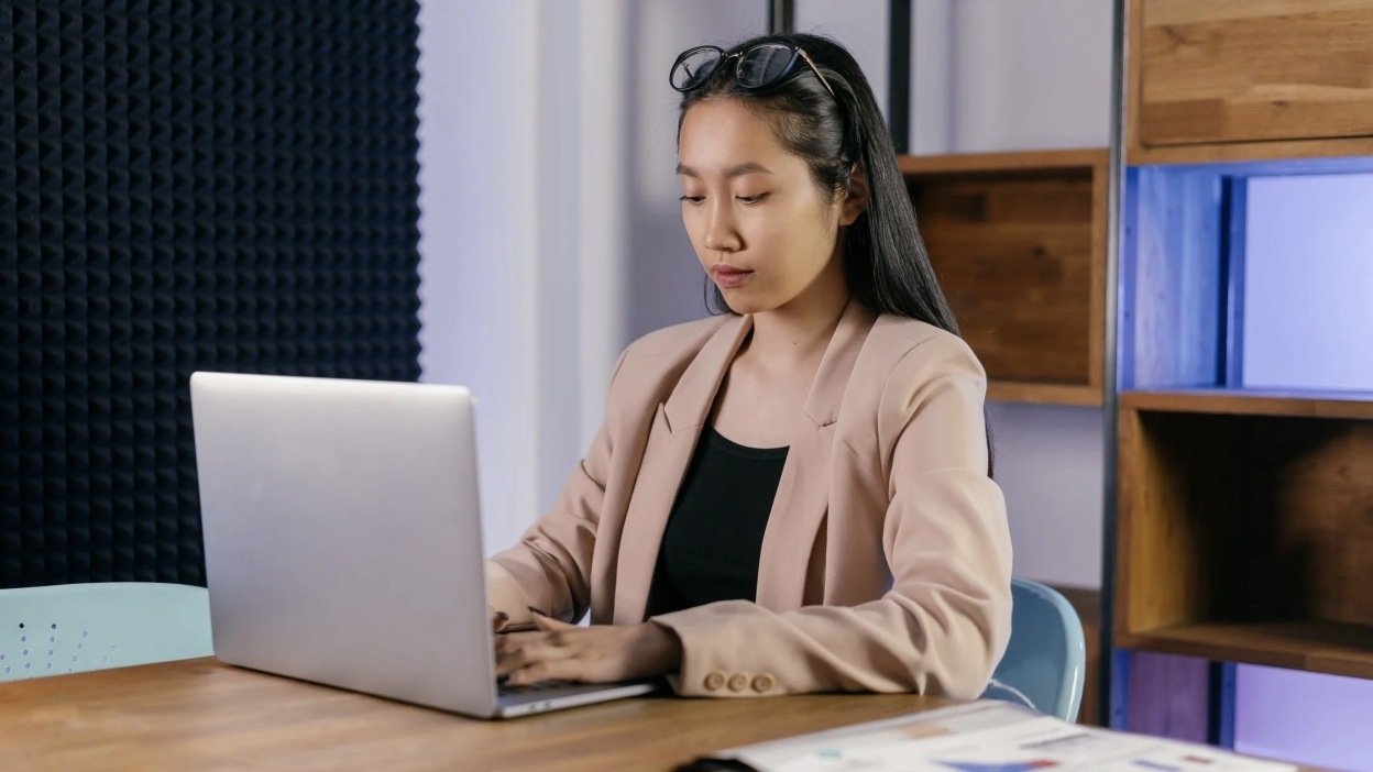 Girl using laptop