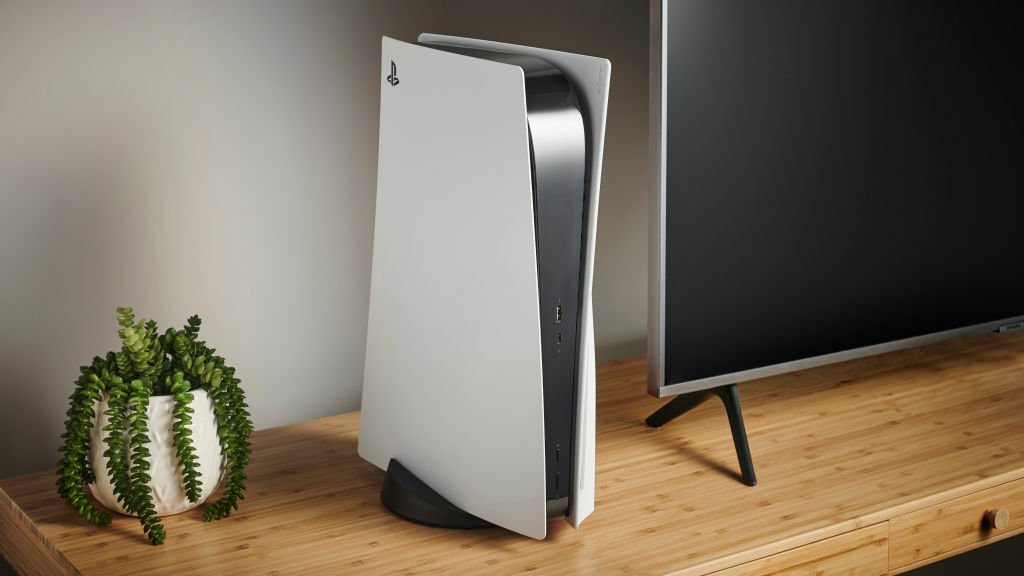 PlayStation 5 next to TV