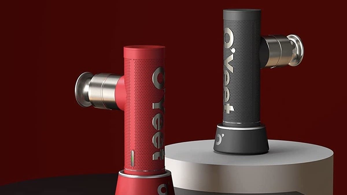 O'Yeet NEX Pro Massage Guns on a dark background.