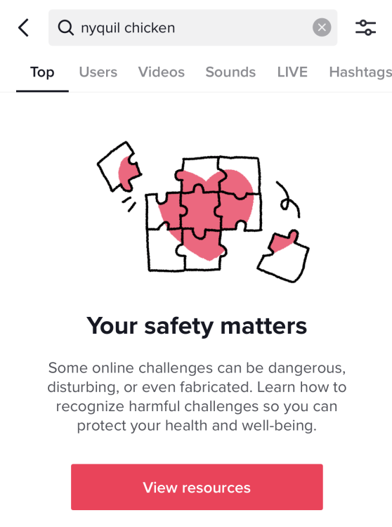a tiktok resource page about challenges